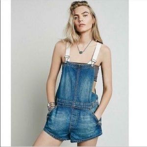 Free People Denim Women's Overall Shorts, size 25, size 0